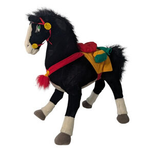 Vintage Disney Store Mulan Khan Horse Plush Stuffed Animal Black Large 17"